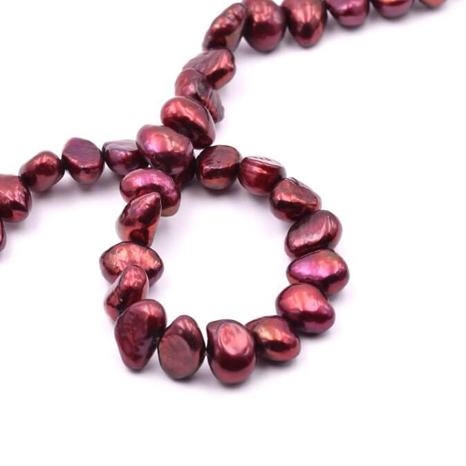 Freshwater pearl nugget cherry red 9-11x7-8mm (1strand-40cm)