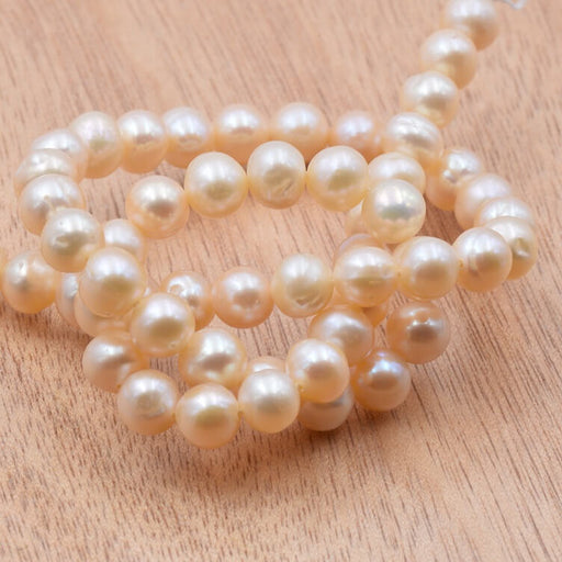 Buy Freshwater pearl potatoe champagne beige 7-8x7-8mm (1strand-39cm)