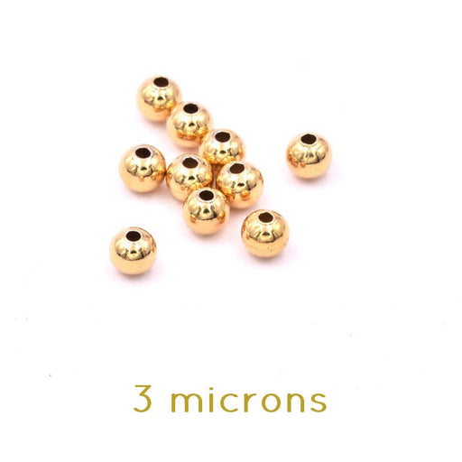 Buy Round bead 3mm - Gold plated 3 microns - Hole: 0.8mm (10)