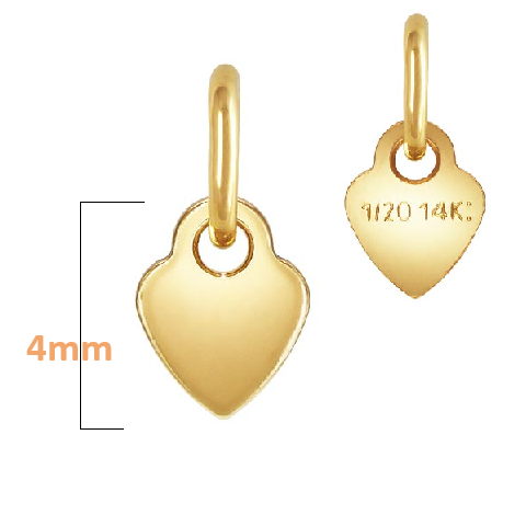 Buy Flat heart charm with ring - gold filled 4mm (1)