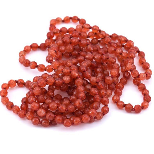 Buy Faceted round bead necklace in red Agate 4.5mm (1)