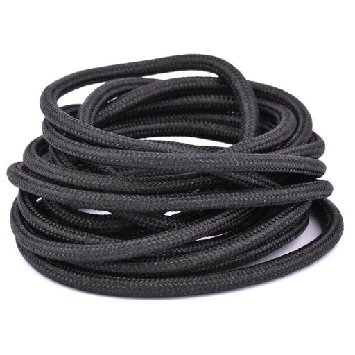 Round black braided polyester cord 3mm (2m)
