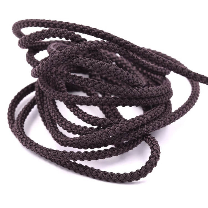 Braided polyester cord Dark brown 2x3mm (2m)