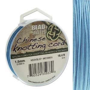 Braided nylon thread cord 1.5mm turquoise blue - 5m spool (1)