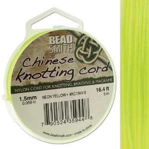 Buy Braided nylon wire cord 1.5mm neon fluo yellow - 5m spool (1)