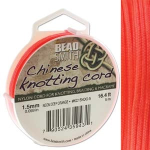 Buy Nylon braided wire cord 1.5mm coral pink neon fluo - 5m spool (1)