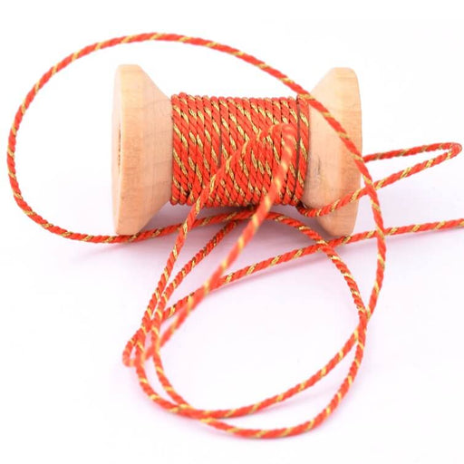 Twisted polyester cord Orange and gold thread 1mm (2m)