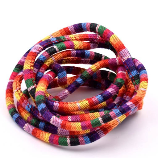 Buy Round ethnic cotton cord mix color 7x5mm (2m)