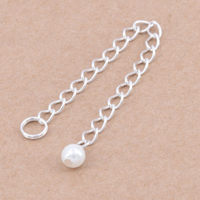 Extender chain with bead - 925 sterling silver 60mm (1)