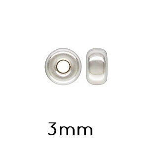 Rondelle bead Terling silver heishi 3mm - Hole: 1.1mm (10)