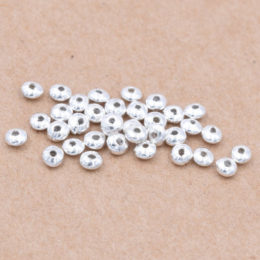 Heishi rondelle bead 2x1.5mm Sterling Silver - Hole: 0.5mm (20)