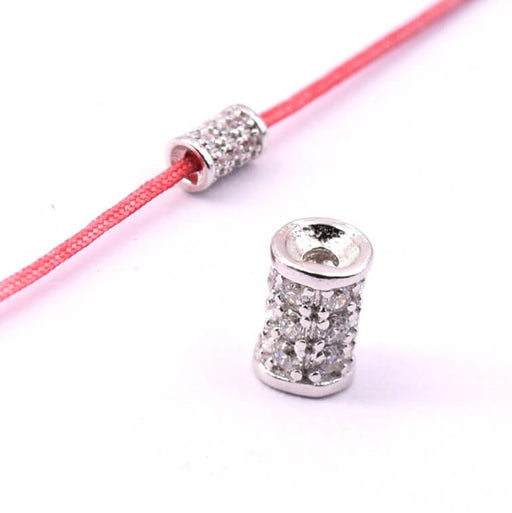 Buy Tube bead and zircon Sterling silver 6x3mm - Hole: 1mm (1)