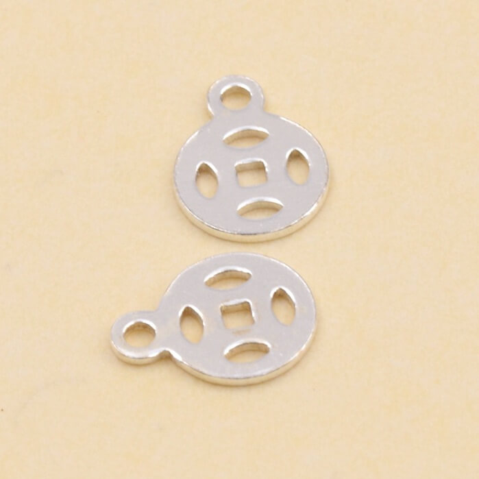 openwork medal charm in 925 silver 6mm - Hole: 1mm (2)