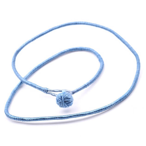 Torque necklace in sky blue silk and cotton thread 44cm (1)