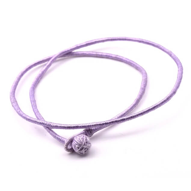 Torque necklace in purple silk and cotton thread 44cm (1)