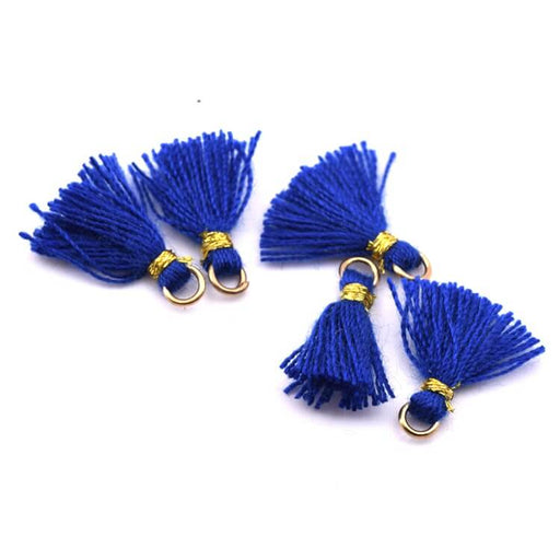 Buy 5 mini royal blue gold wire pompoms 15mm (5)