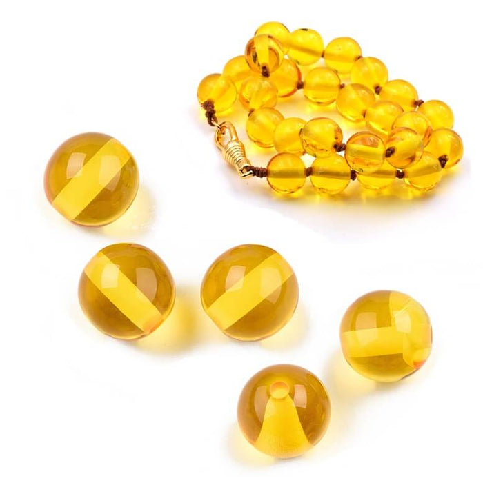 Round resine bead 12mm honey yellow - Hole: 2mm (30)