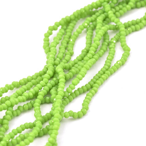 Buy Faceted glass beads Apple green 2.5x1.5mm - Hole 0.4mm (1 strand)