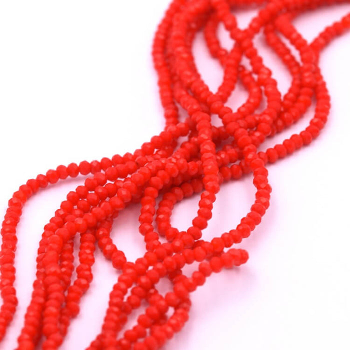 Faceted glass beads Red 2.5x1.5mm - Hole 0.4mm (1 strand)