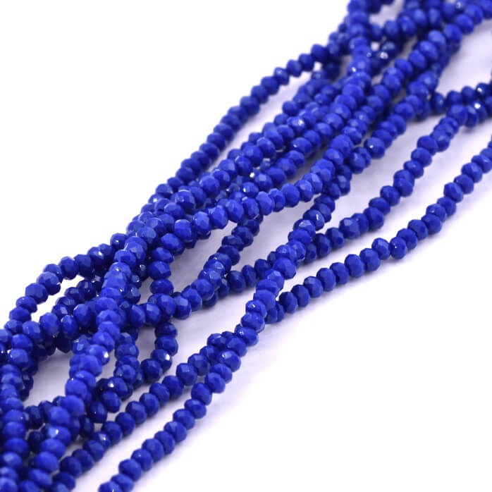 Faceted glass beads Royal blue 2.5x1.5mm - Hole 0.4mm (1 strand)