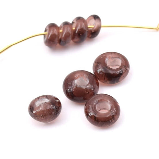 Buy Donut rondelle bead in garnet purple glass paste 7-8mm (4)