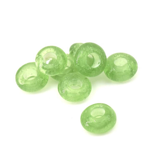 Buy Donut rondelle bead in Peridot green glass paste 6-7mm (4)