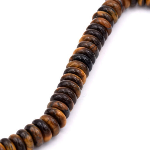 Buy Tiger eye donut roundel beads 10x4mm - Hole: 1mm (1 strand-20cm)