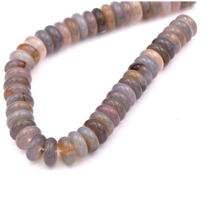 Gray agate donut rondelle beads 10x4mm - Hole: 1mm (1 strand-20cm)