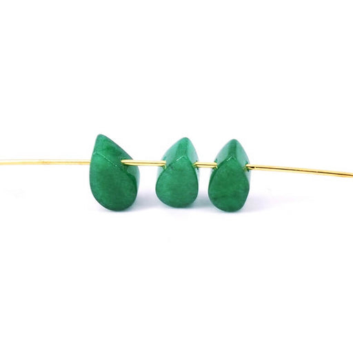 Buy Green tinted jade drop bead pendant 10x5.5x4mm - Hole: 0.7mm (3)