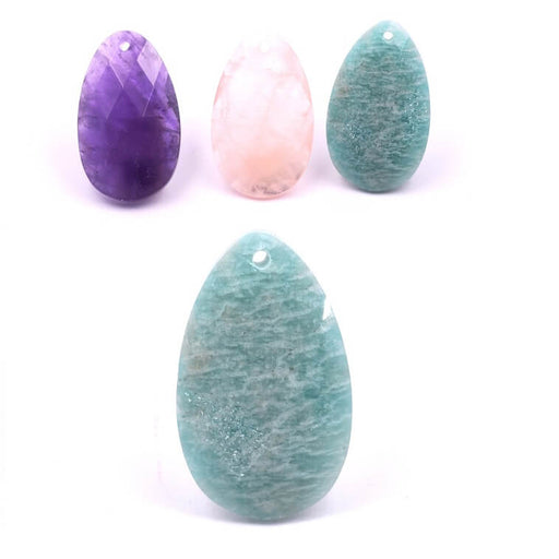 Buy Drop faceted pendant Amazonite 30x18mm - Hole: 1.5mm (1)