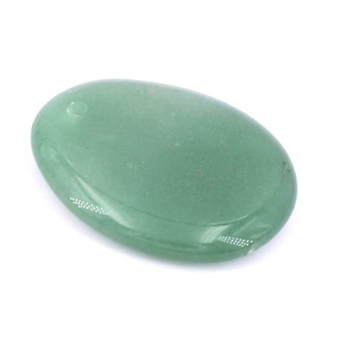 Oval flat pebble pendant Green Aventurine 40x32mm - Hole: 2mm (1)