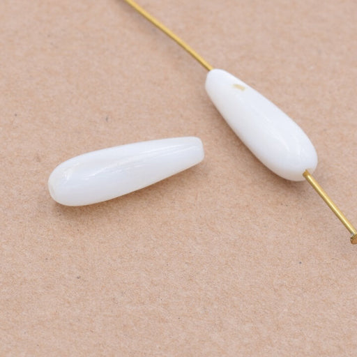 Buy White shell drop bead 15mm - Hole: 0.8mm (2)