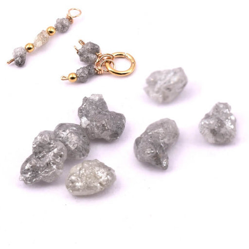 Gray raw diamond nugget beads 3-4x2-3mm - hole: 0.4mm (1)