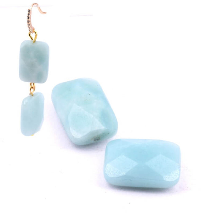 Amazonite faceted rectangle bead 14x10mm - Hole: 1mm (2)