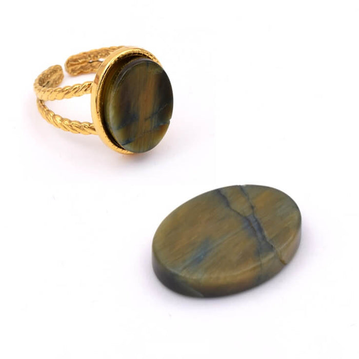 Flat oval tiger eye cabochon 16x12x3mm (1)