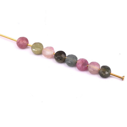 Buy Tourmaline faceted flat round bead 4mm - Hole: 0.8mm (10)