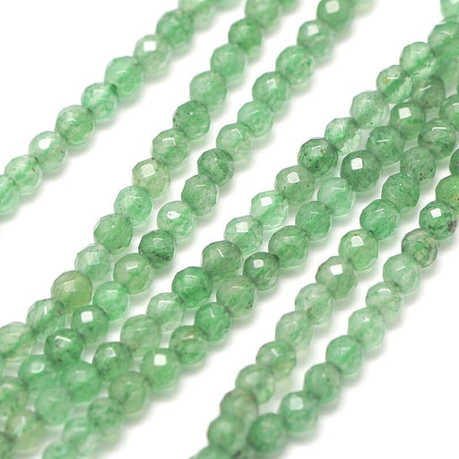 Buy Green Aventurine faceted round bead 3mm - Hole: 0.8mm (1 Strand-38cm)