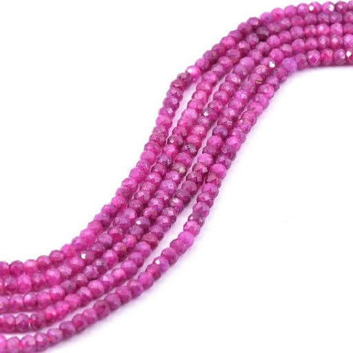 Natural ruby ​​corundum faceted bead 3mm - Hole: 0.7mm (1 strand-38cm)