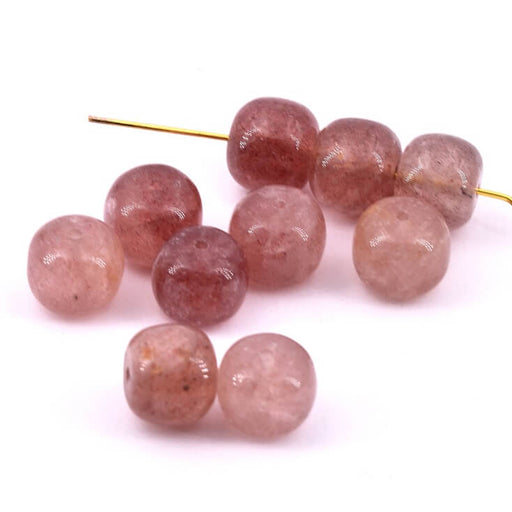 Buy Large rondelle beads strawberry quartz - 10x9mm - Hole: 1.2mm (10)