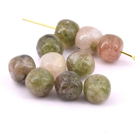 Buy Large rondelle beads green tinted jade - 10x9mm-Hole: 1.2mm (10)