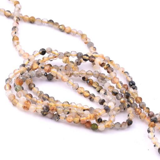 Buy Round faceted rutile quartz bead 2.5mm - hole 0.6mm (1 Strand-38cm)