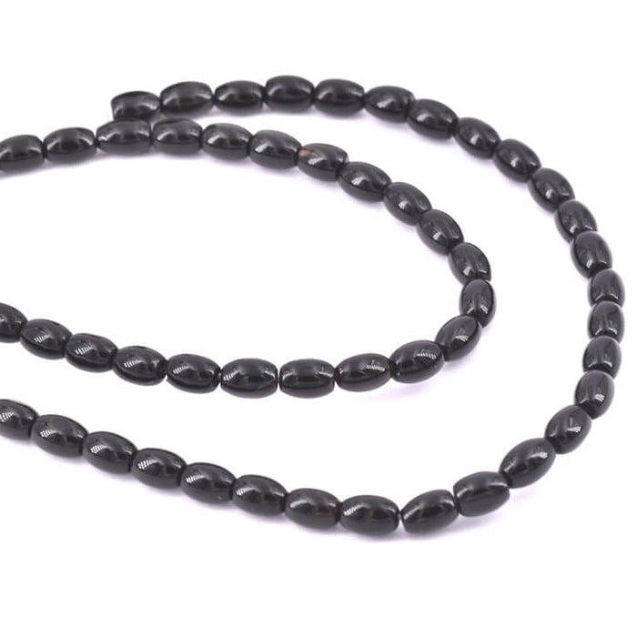 Oval rice bead in black onyx 6.5x4.5mm (1strand-38cm)