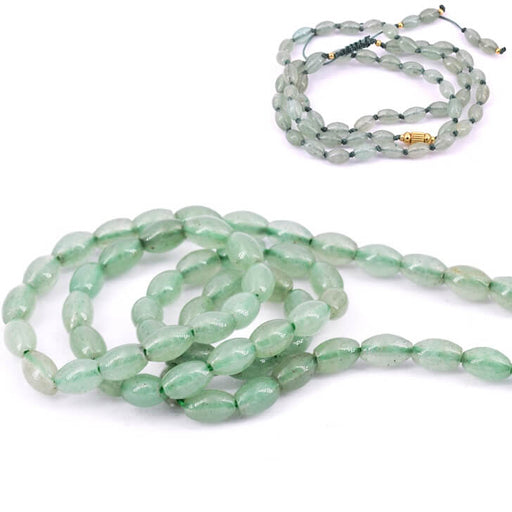 Buy Oval rice bead in green aventurine 6.5x4.5mm (1strand-39cm)