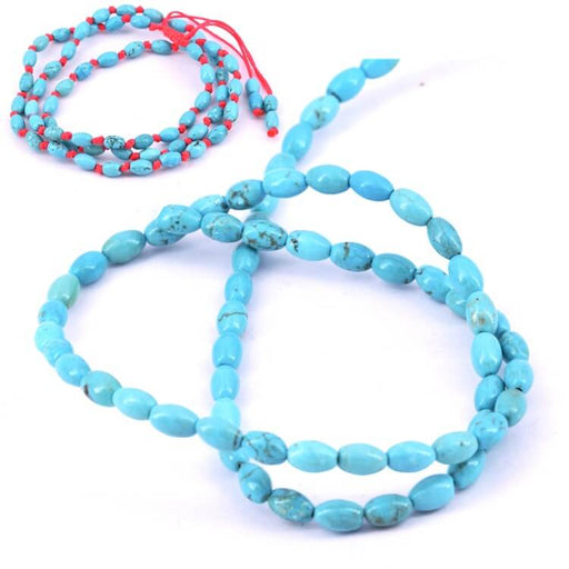 Buy Oval rice bead in turquoise magnesite 6x4mm (1strand-39cm)