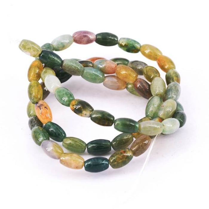 Oval rice bead bead in Indian agate 6.5x4mm (1strand-39cm)