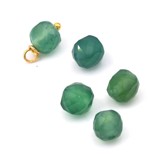 Buy Faceted cube bead in tinted and heated green onyx 5x5x5mm (4)