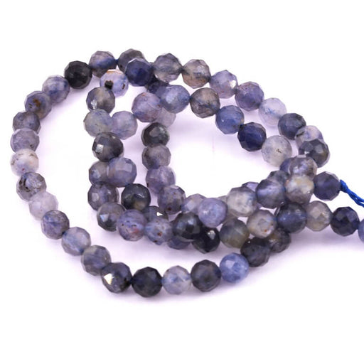 Buy Natural Iolite faceted round beads 4mm - Hole: 0.7mm (1 strand-38cm)