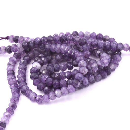 Buy Faceted rondelle bead jade tinted purple color amethyst 4x2-3mm - Hole: 1mm (1 strand-35cm)