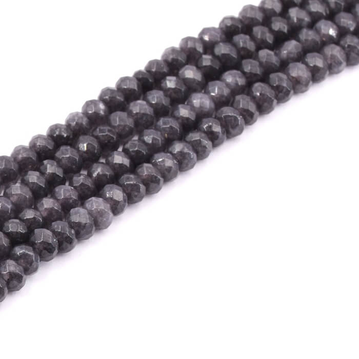 Dark Gray tinted jade faceted rondelle beads 4mm-Hole: 0.5mm (1 strand-34cm)