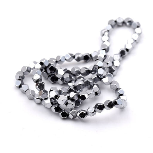 Buy Polygon beads silver-plated synthetic hematite 4mm (1 Fil-38cm)